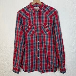 Denim & Supply Ralph Lauren Plaid Pearl Snap Button Up Flannel Shirt Size XL
